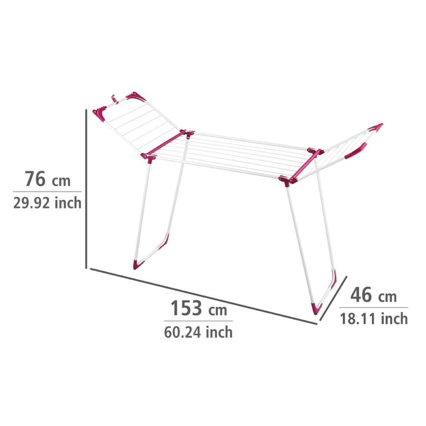 WENKO 3774021100 - Wäscheständer SUMMER DRY 153x76 cm weiß/rosa