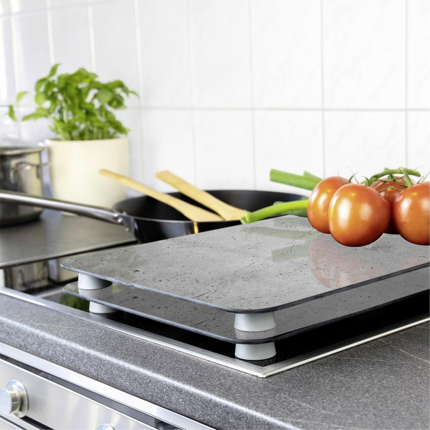 WENKO 53906100 - Kochfeldabdeckung 30x52 cm grau/transparent