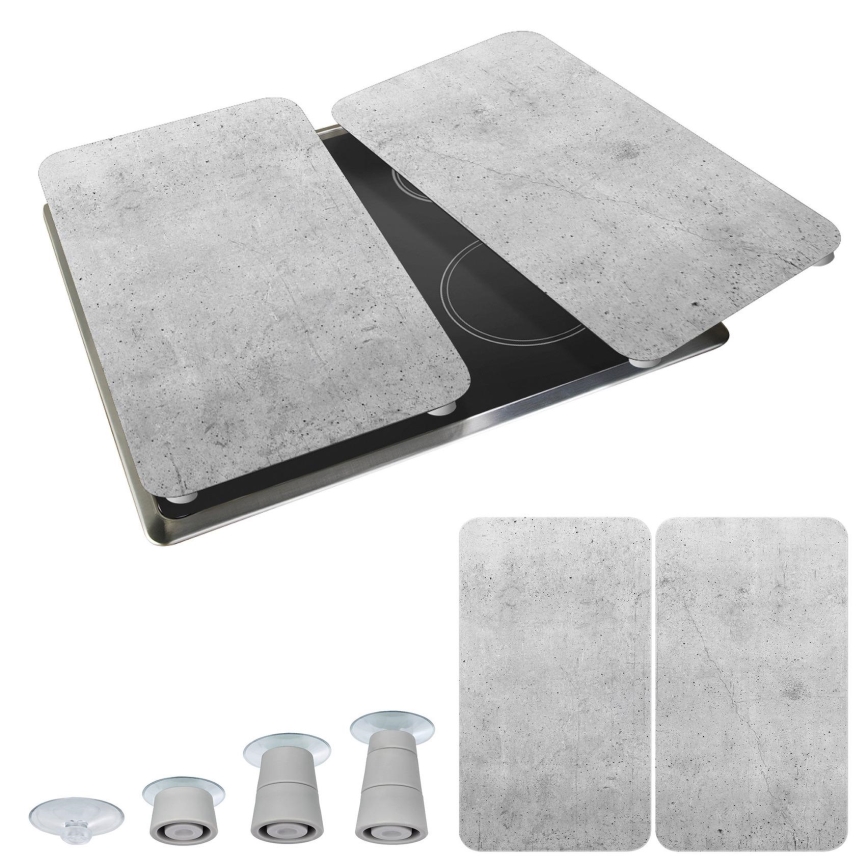 WENKO 53906100 - Kochfeldabdeckung 30x52 cm grau/transparent