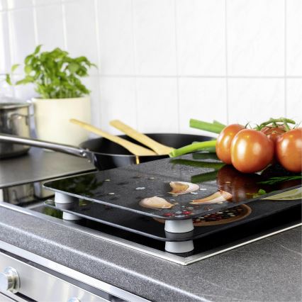 WENKO 53907100 - Kochfeldabdeckung 30x52 cm mehrfarbig/grau/transparent