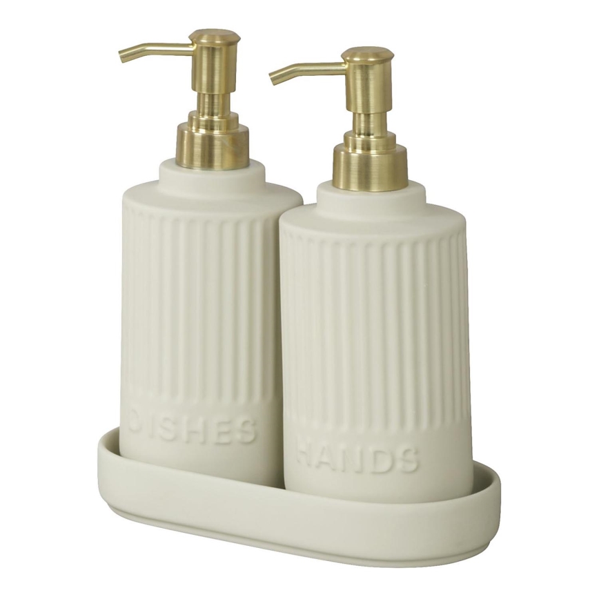 WENKO 54651100 - Seifenspender HEIDI 19x21 cm creme/gold/weiß