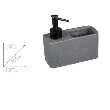 WENKO 54669100 - Seifenspender RESA 14,5x14,3 cm grau/schwarz