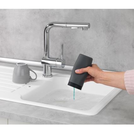 WENKO 54680100 - Spender EASY SQUEEZ-E 6x14 cm grau/schwarz