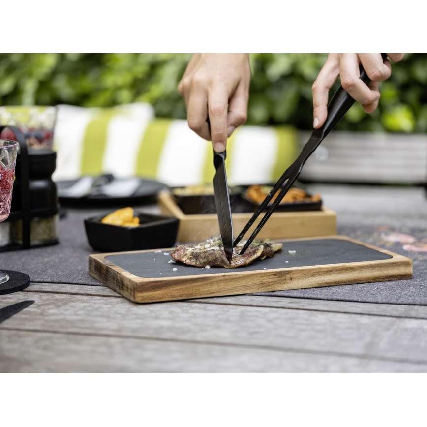 WENKO 55103100 - Schneidebrett BLACK OUTDOOR KITCHEN 30x15 cm braun/grau