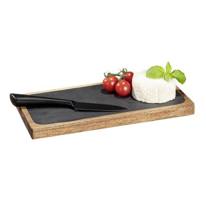 WENKO 55103100 - Schneidebrett BLACK OUTDOOR KITCHEN 30x15 cm braun/grau