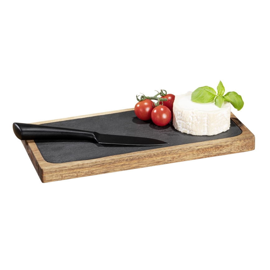 WENKO 55103100 - Schneidebrett BLACK OUTDOOR KITCHEN 30x15 cm braun/grau