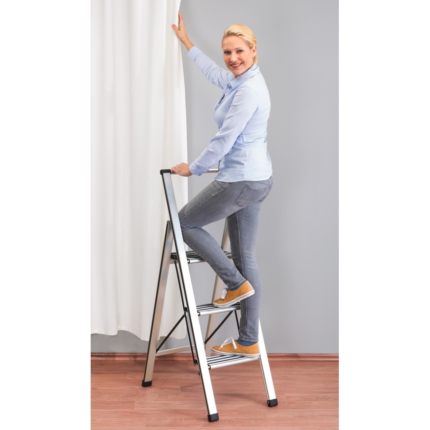 WENKO 601011100 - ALU-DESIGN Trittleiter 44x101 cm silber/schwarz