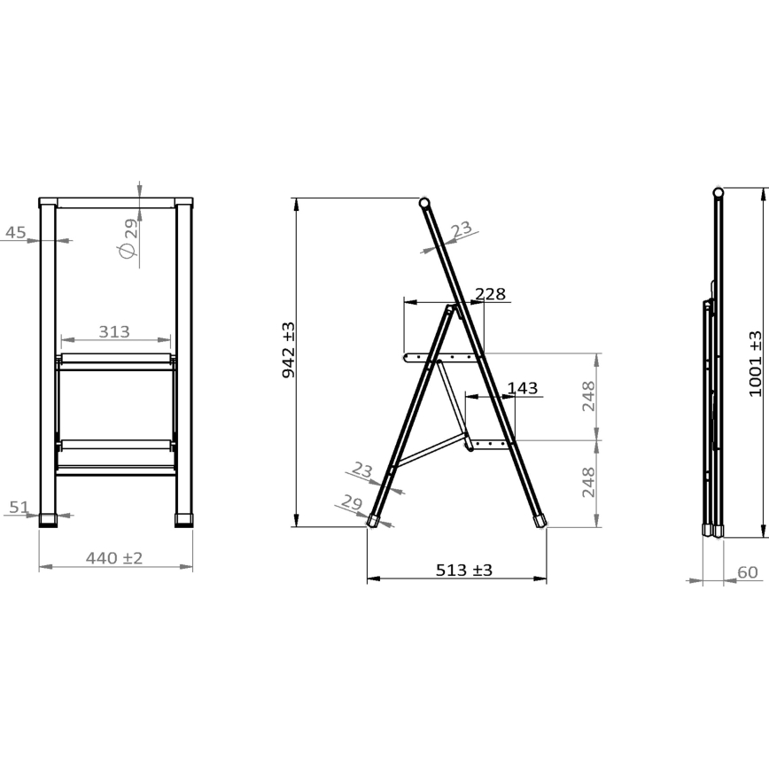 WENKO 601015100 - Trittleiter ALU-DESIGN 44x101 cm weiß/grau