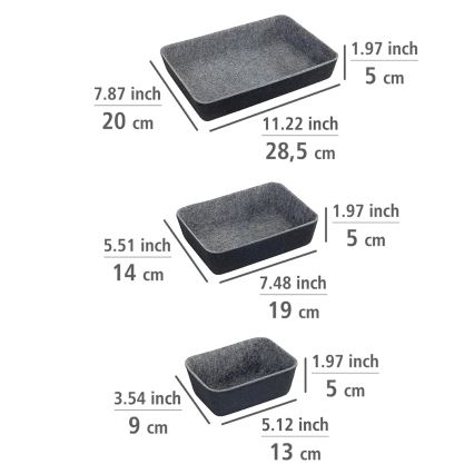 WENKO 64502100 - FELT Schubladen-Organizer, 28,5 x 20 cm, grau