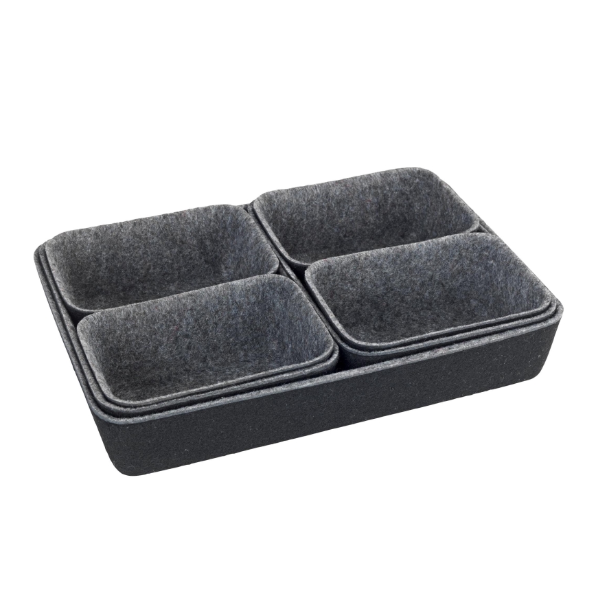 WENKO 64502100 - FELT Schubladen-Organizer, 28,5 x 20 cm, grau