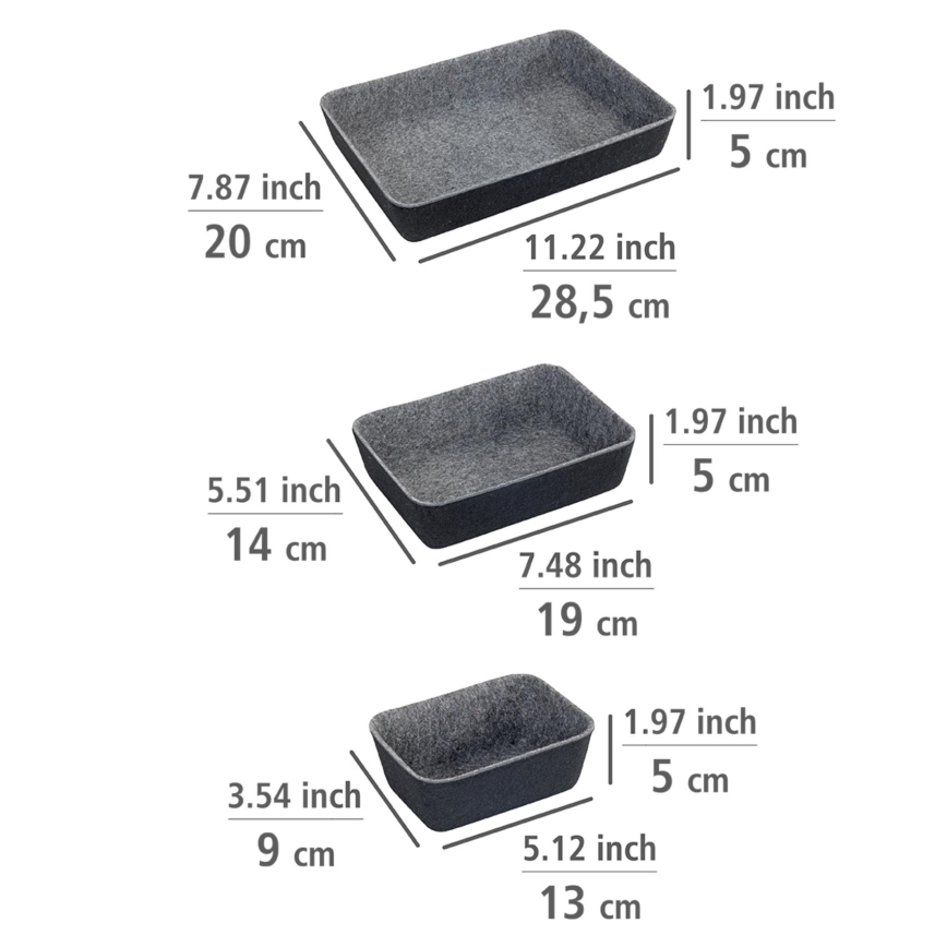 WENKO 64502100 - Schubladeneinsatz FELT 28,5x20 cm grau