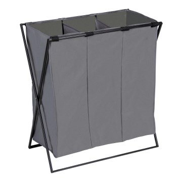 WENKO 71297800 - Wäschekorb TRIO 69 x 76 cm grau/schwarz