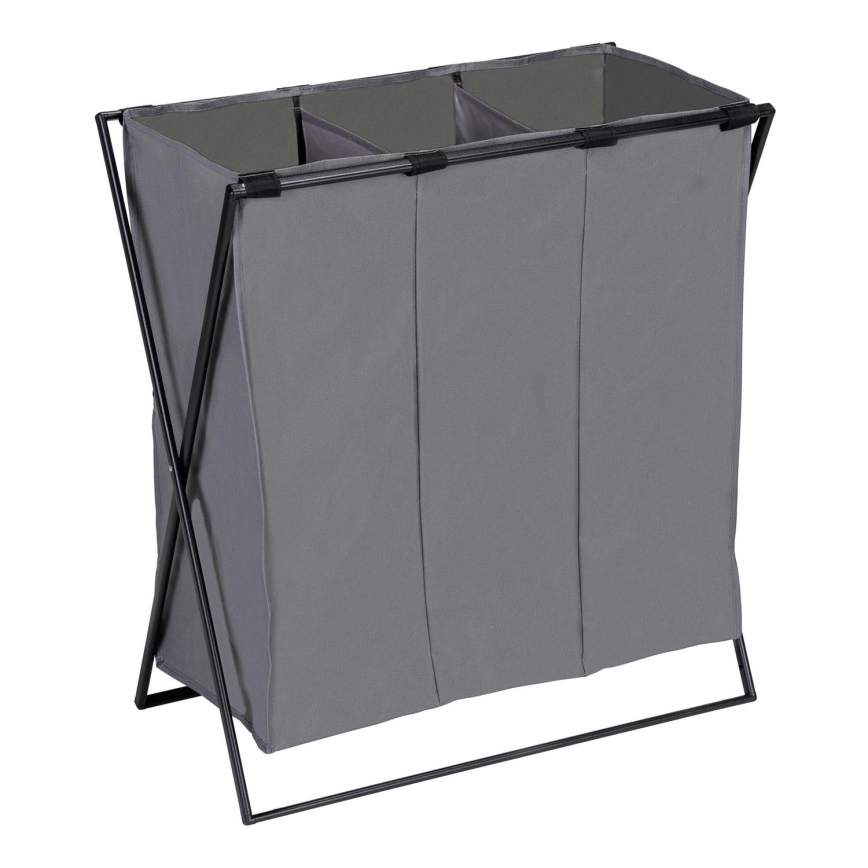 WENKO 71297800 - Wäschekorb TRIO 69 x 76 cm grau/schwarz