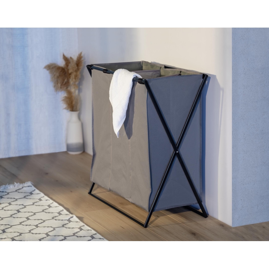 WENKO 71297800 - Wäschekorb TRIO 69 x 76 cm grau/schwarz