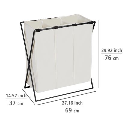 WENKO 71298800 - Wäschekorb TRIO 69x76 cm creme/schwarz