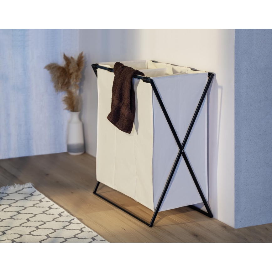 WENKO 71298800 - Wäschekorb TRIO 69x76 cm creme/schwarz