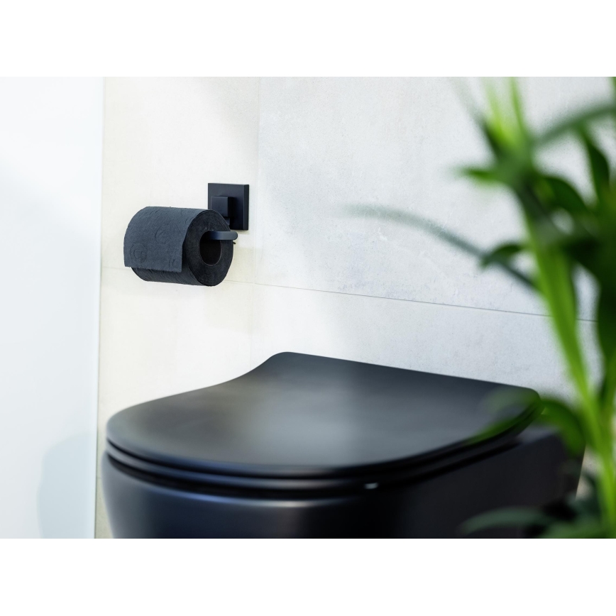 WENKO 71447800 - WC-Papierhalter VACUUM-LOC QUADRO ED 14x11 cm schwarz