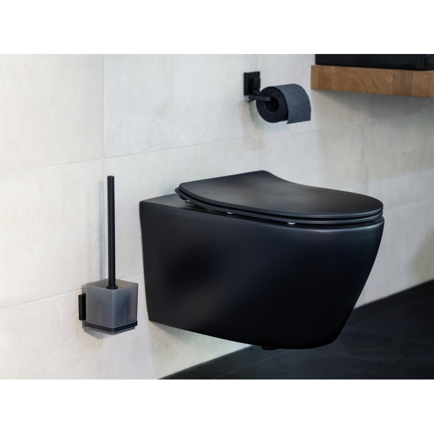 WENKO 71447800 - WC-Papierhalter VACUUM-LOC QUADRO ED 14x11 cm schwarz