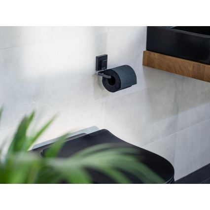 WENKO 71447800 - WC-Papierhalter VACUUM-LOC QUADRO ED 14x11 cm schwarz