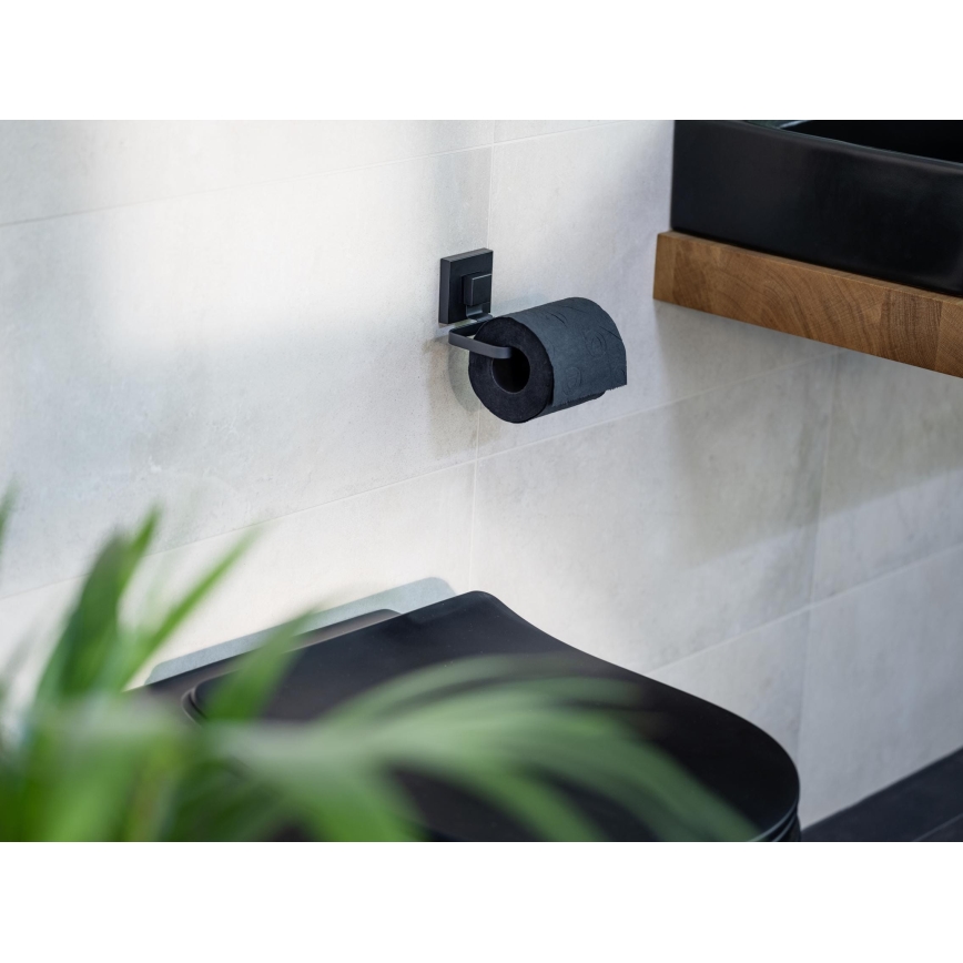 WENKO 71447800 - WC-Papierhalter VACUUM-LOC QUADRO ED 14x11 cm schwarz