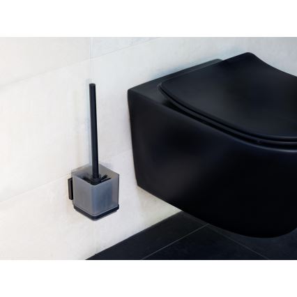 WENKO 71450800 - WC-Set VACUUM-LOC QUADRO ED 9,5 x 37 cm schwarz