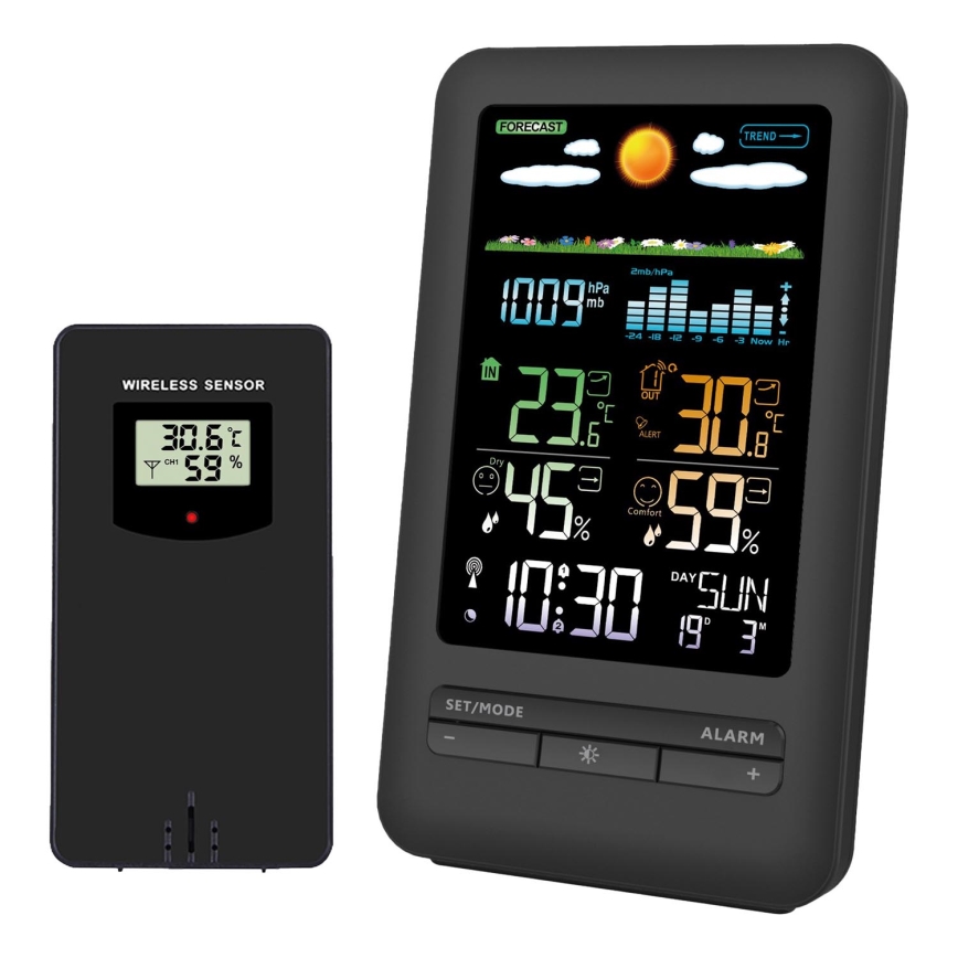 Wetterstation mit LCD-Anzeige 2xAA + 2xAA schwarz