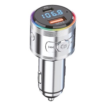Winner Group - Auto-Ladegerät mit FM-Transmitter und Freisprecheinrichtung, 20 W, silber