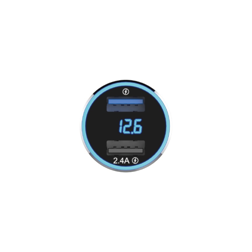 Winner Group - Autoladegerät mit Anzeige 2xUSB-A Power Delivery 30W schwarz