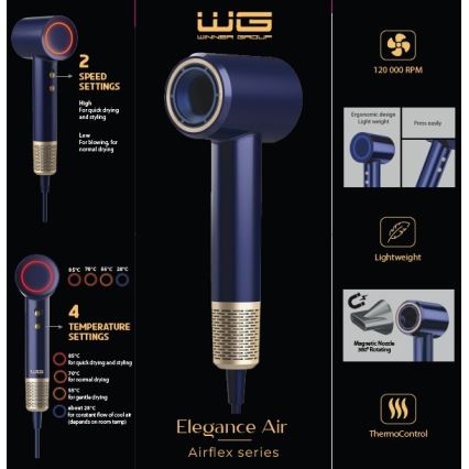 Winner Group - Haartrockner mit Ionisator Elegance Air 1600W/230V blau