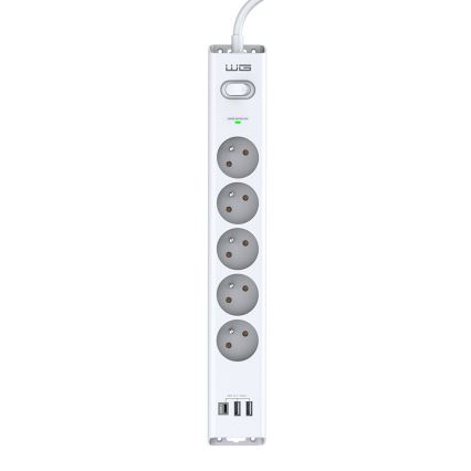 Winner Group - Überspannungsschutz 5-fach + 2x USB-A + 1x USB-C weiß