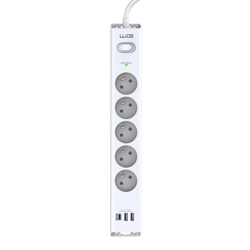 Winner Group - Überspannungsschutz 5-fach + 2x USB-A + 1x USB-C weiß