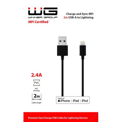Winner Group - USB-Kabel MFI Lightning / USB-A 2m schwarz