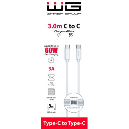 Winner Group - USB-Kabel USB-C / USB-C 60W 3m weiß
