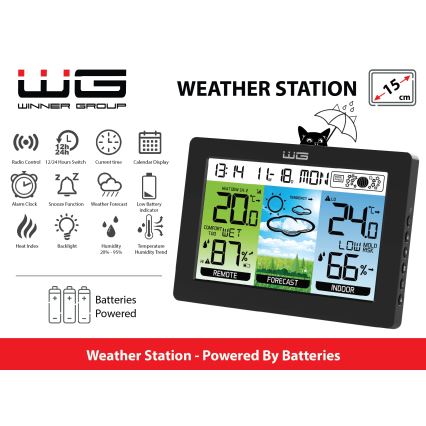 Winner Group - Wetterstation mit LCD-Display und Weckfunktion, 5xAAA