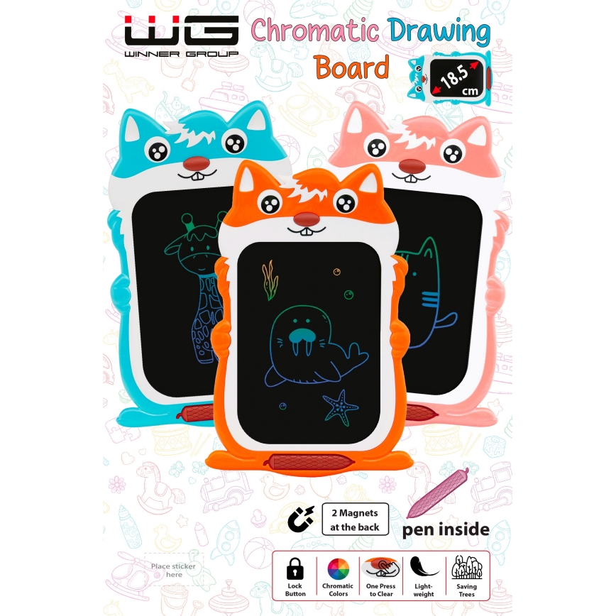 Winner Group - Zeichentafel für Kinder 7,3" 1xCR2016 Eichhörnchen