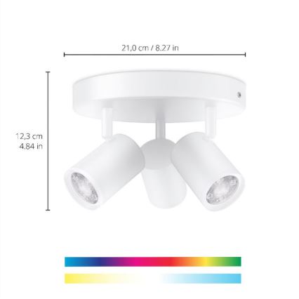 WiZ - Dimmbare LED-RGBW-Spotleuchte IMAGEO 3xGU10/4,9W/230V 2200-6500K WLAN CRI 90 weiß