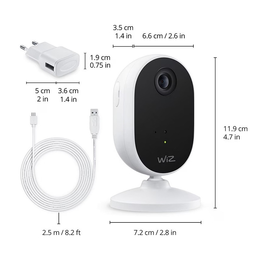 WiZ - Set zur Hausüberwachung: 1x Kamera + 3x LED RGB-Lampe A60 E27/8,5W/230V Wi-Fi