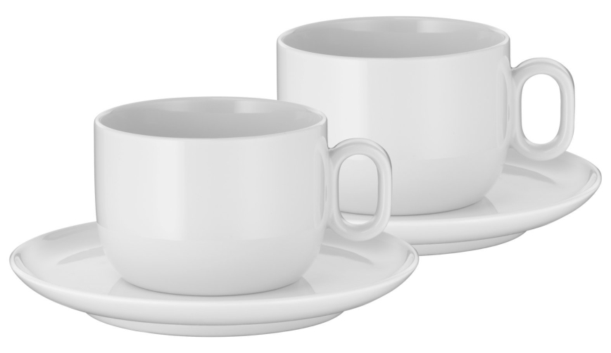 WMF - SET 2x Cappuccino-Tasse mit Untertasse BARISTA 160 ml weiß
