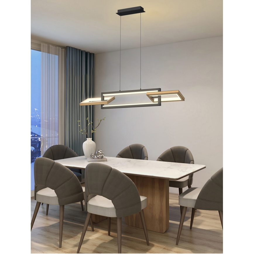 Wofi 7022-306- Dimmbare LED-Hängeleuchte an Schnur MATERA LED/30W/230V schwarz/braun