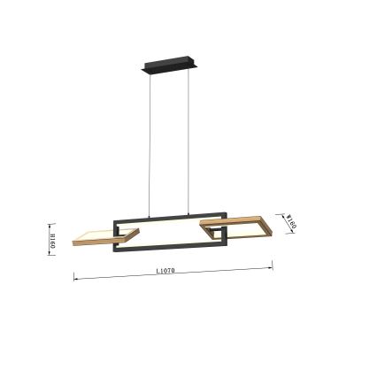 Wofi 7022-306- Dimmbare LED-Hängeleuchte an Schnur MATERA LED/30W/230V schwarz/braun