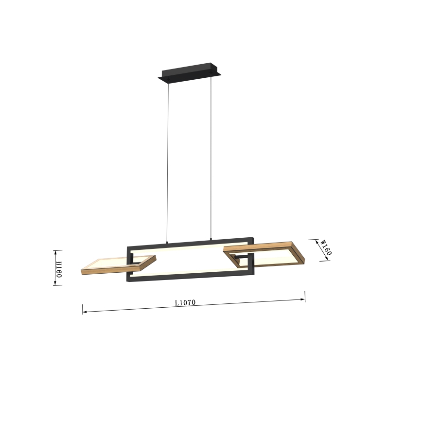Wofi 7022-306- Dimmbare LED-Hängeleuchte an Schnur MATERA LED/30W/230V schwarz/braun