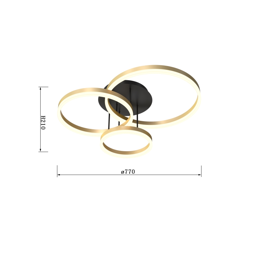 Wofi 9049-401 - LED dimmbare Deckenleuchte PERPIGNAN LED/51W/230V goldfarben