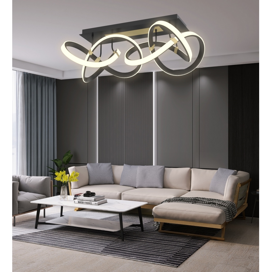 Wofi 9134-204 - LED Deckenleuchte dimmbar INDIGO LED/64W/230V schwarz/gold