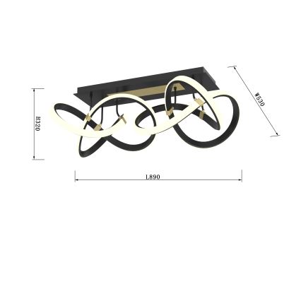 Wofi 9134-204 - LED Deckenleuchte dimmbar INDIGO LED/64W/230V schwarz/gold