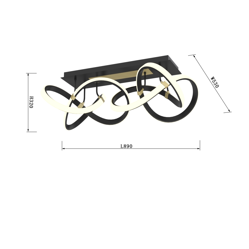 Wofi 9134-204 - LED Deckenleuchte dimmbar INDIGO LED/64W/230V schwarz/gold