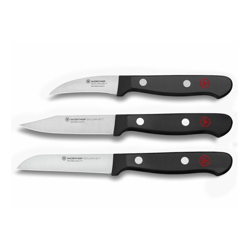 Wüsthof - 3-teiliges Gemüsemesserset GOURMET, schwarz