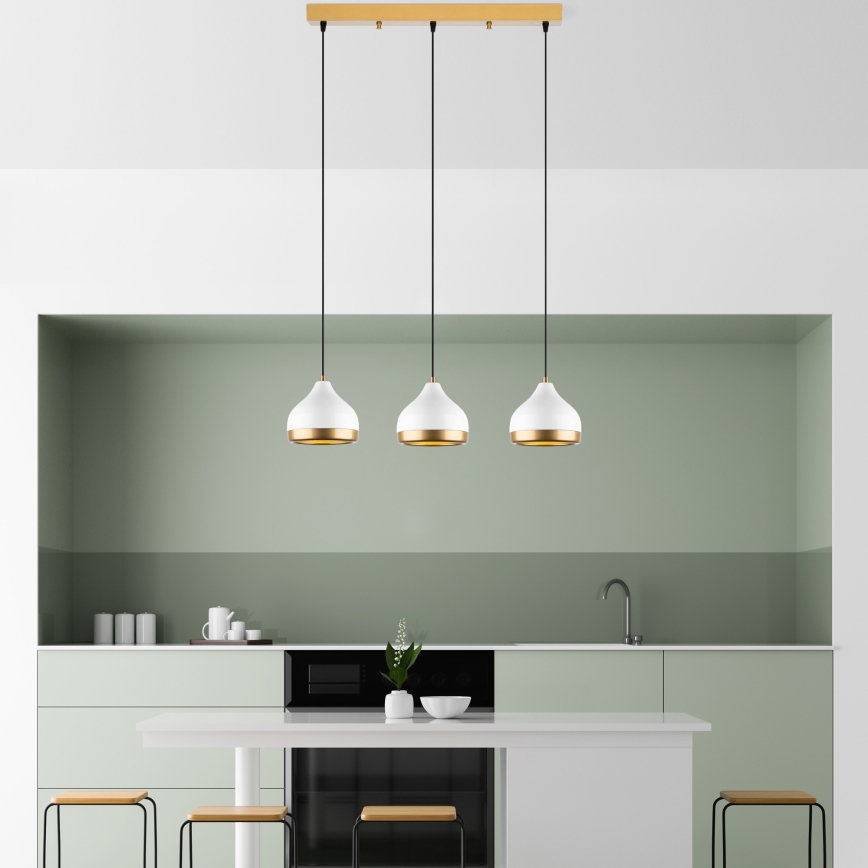 YILDO Pendelleuchte 3xE27/40W/230V weiß/gold