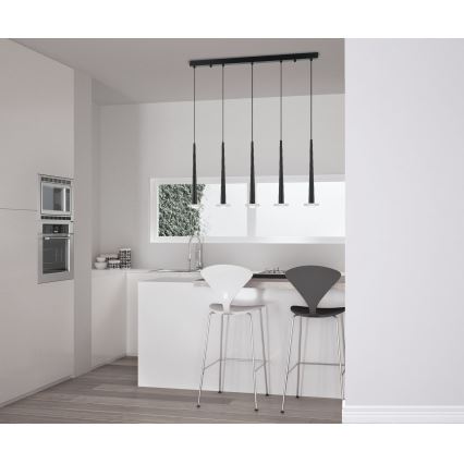 Zambelis 22112 - LED dimmbare Hängeleuchte an Seil 5xLED/3W/230V CRI90 schwarz
