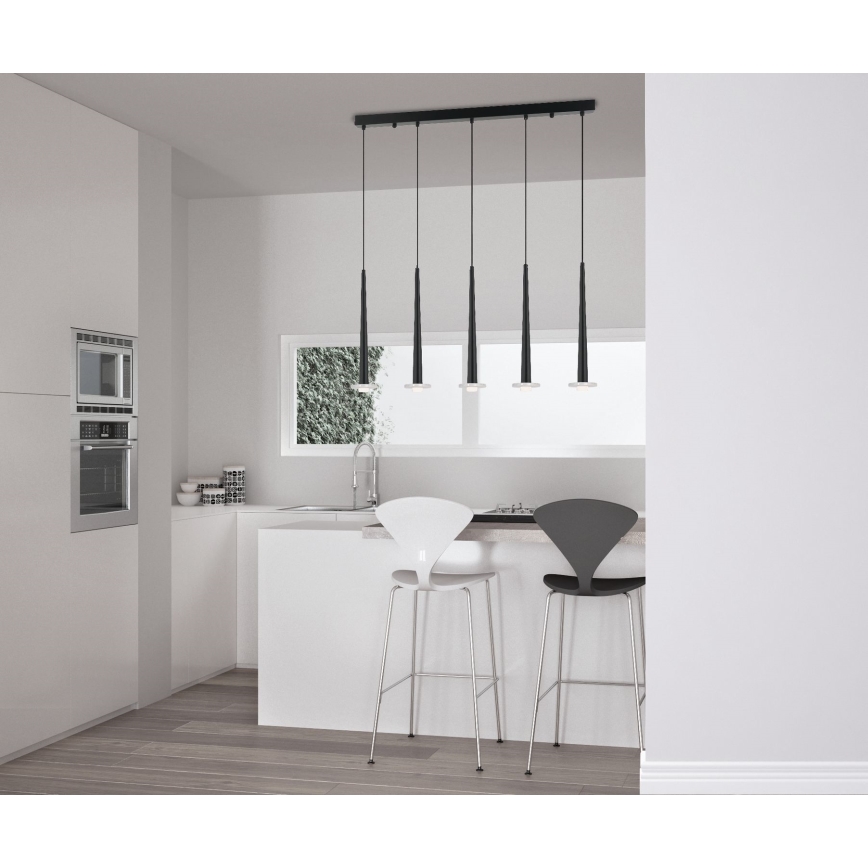 Zambelis 22112 - LED dimmbare Hängeleuchte an Seil 5xLED/3W/230V CRI90 schwarz