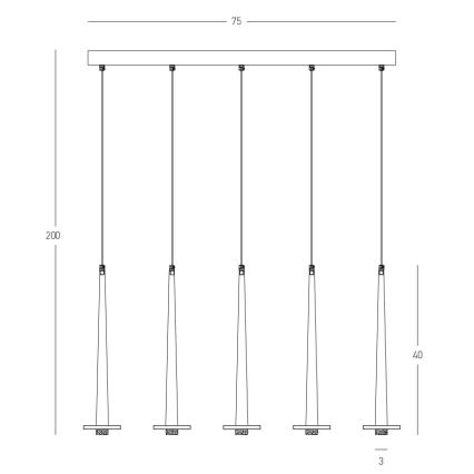 Zambelis 22112 - LED dimmbare Hängeleuchte an Seil 5xLED/3W/230V CRI90 schwarz